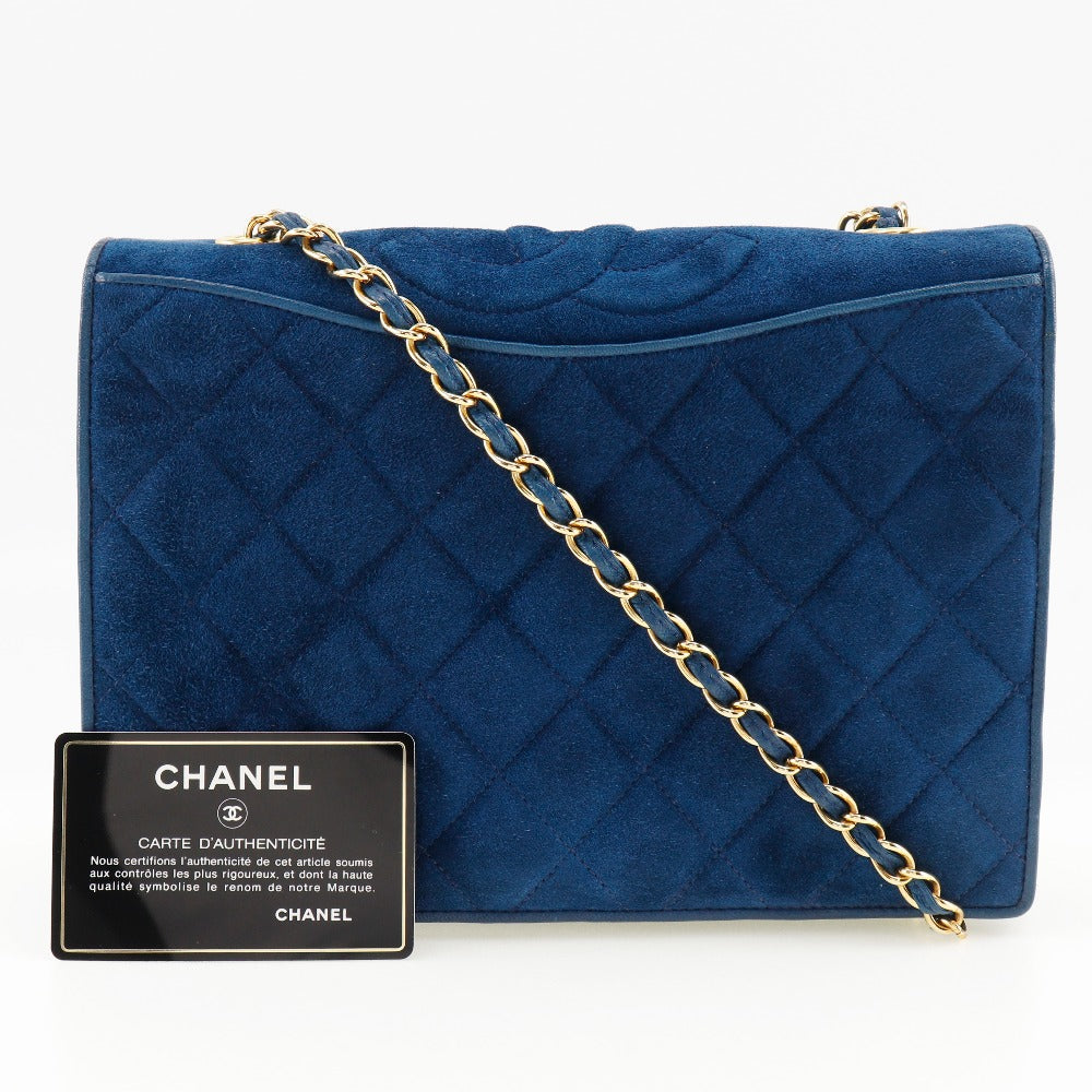 CHANEL Shoulder Bag Suede deep blue ChainShoulder