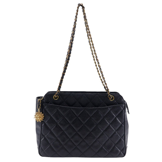 CHANEL Shoulder Bag Caviar skin black ChainShoulder