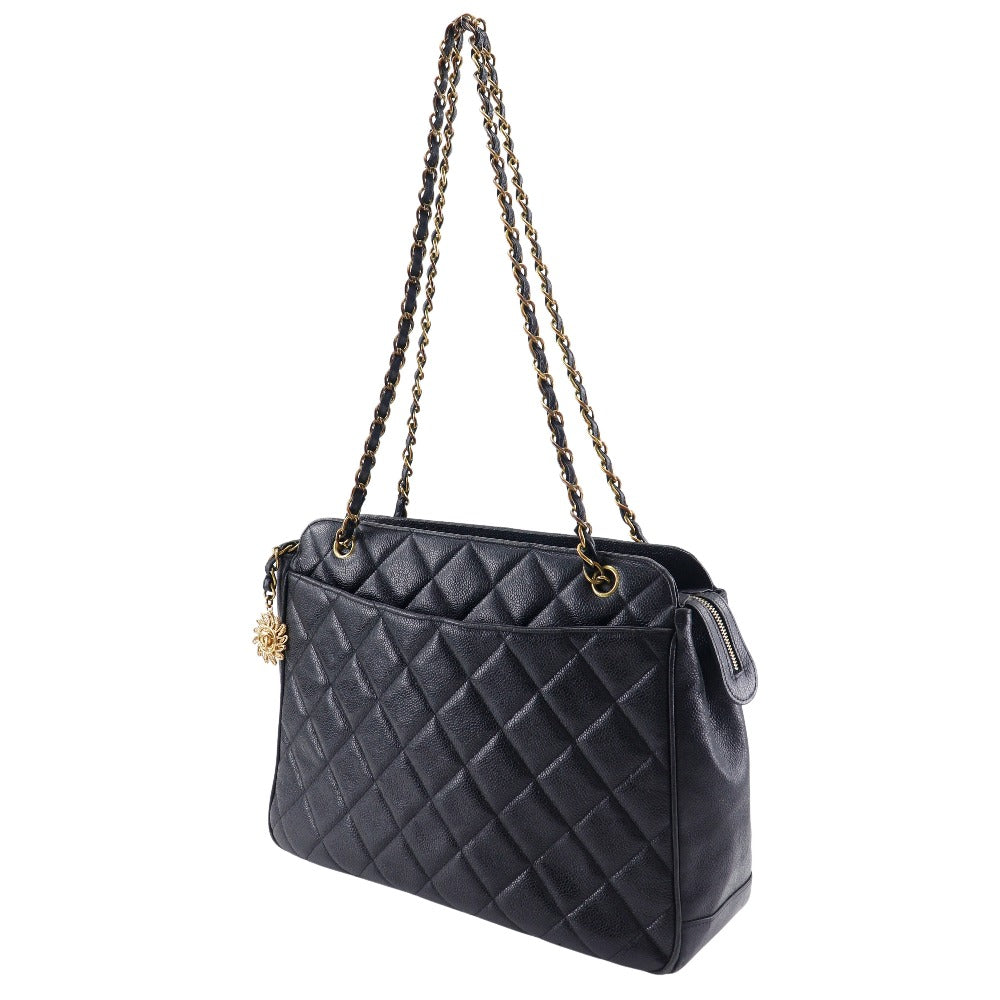 CHANEL Shoulder Bag Caviar skin black ChainShoulder