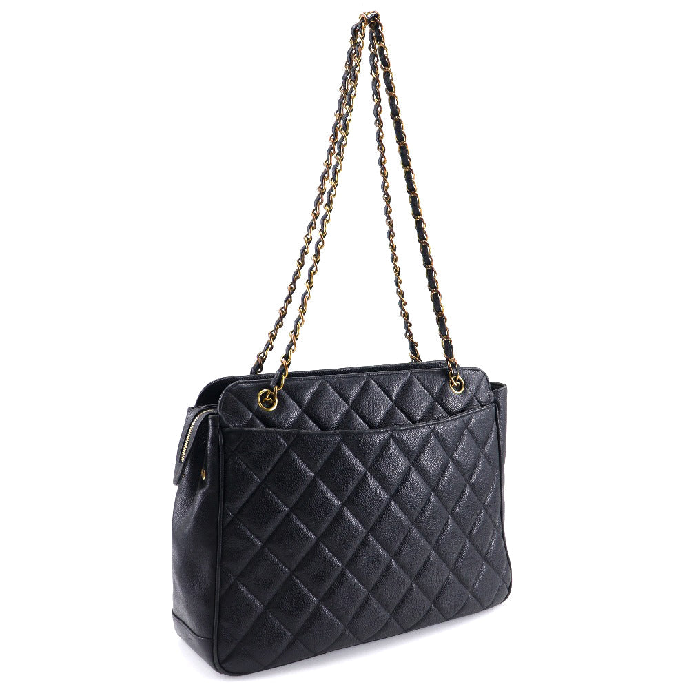 CHANEL Shoulder Bag Caviar skin black ChainShoulder