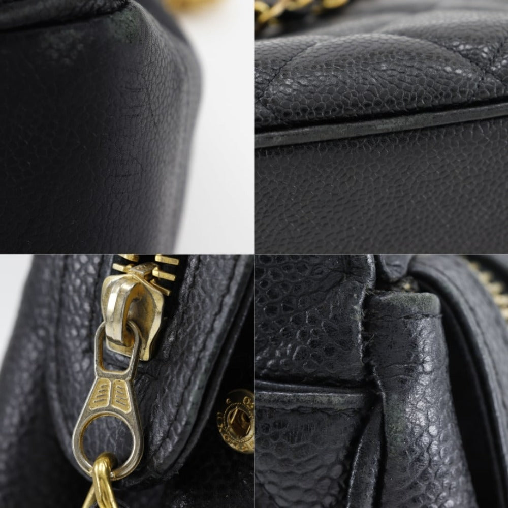 CHANEL Shoulder Bag Caviar skin black ChainShoulder