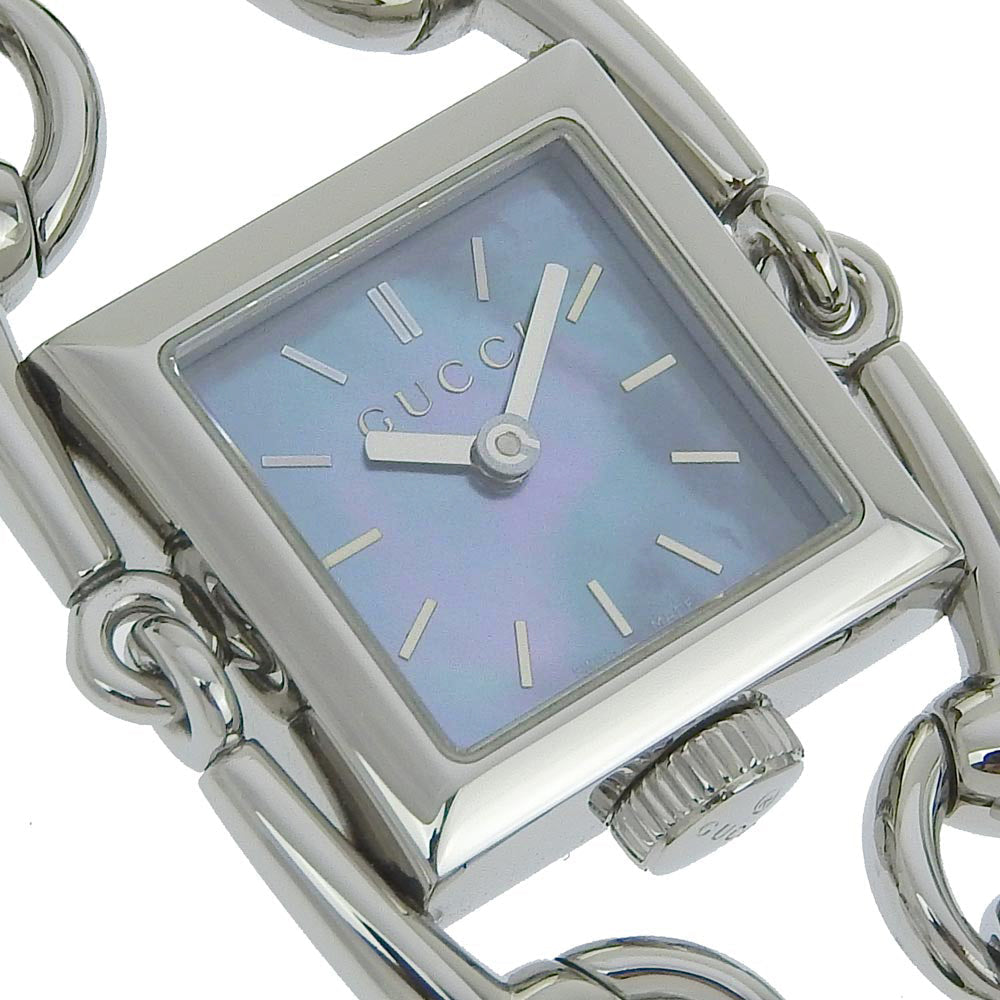 GUCCI Watches Quartz 116.5 Stainless Steel Silver Signoria Blue shell dial Women Used