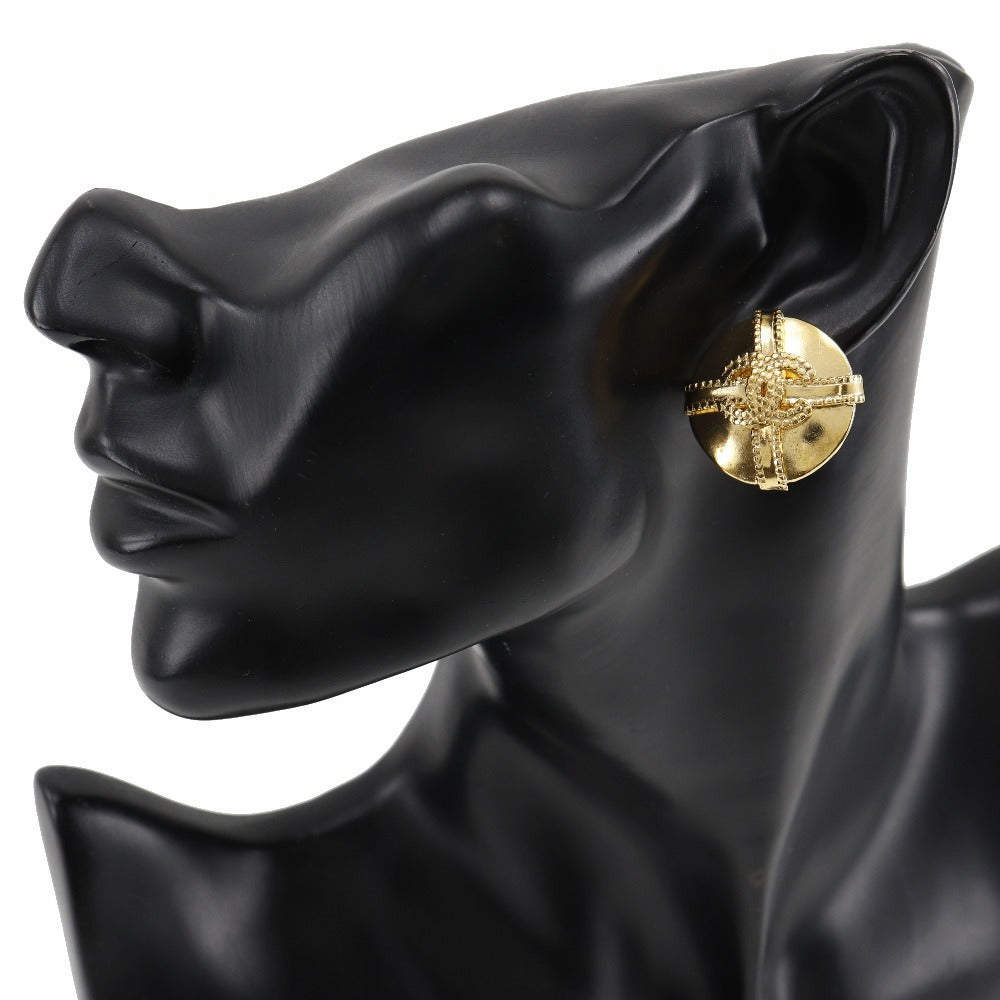 CHANEL Earring Plated Gold gold vintage COCO Mark Women Used