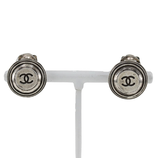 CHANEL Earring metallic Silver COCO Mark Women Used