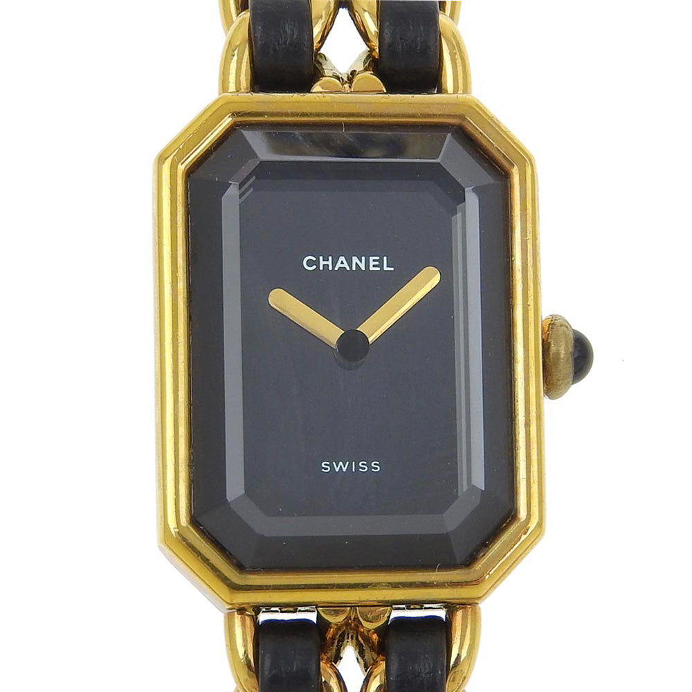 CHANEL Watches Quartz Plated Gold , Leather gold Premiere black dial