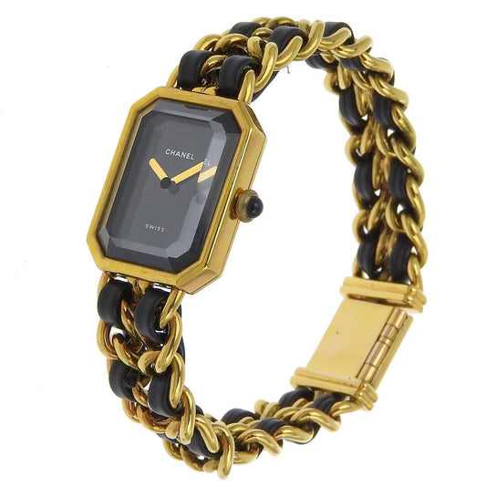 CHANEL Watches Quartz Plated Gold , Leather gold Premiere black dial