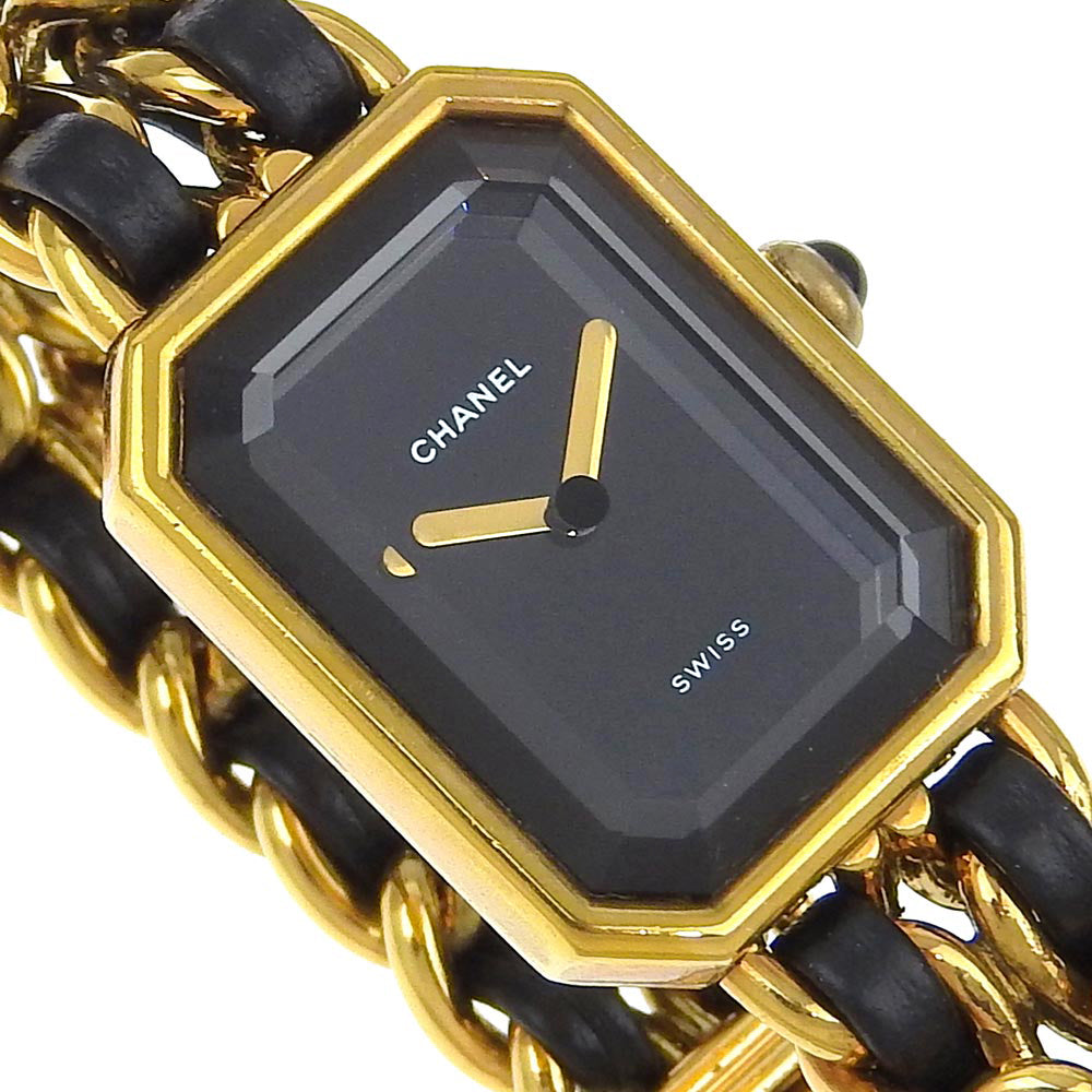 CHANEL Watches Quartz Plated Gold , Leather gold Premiere black dial