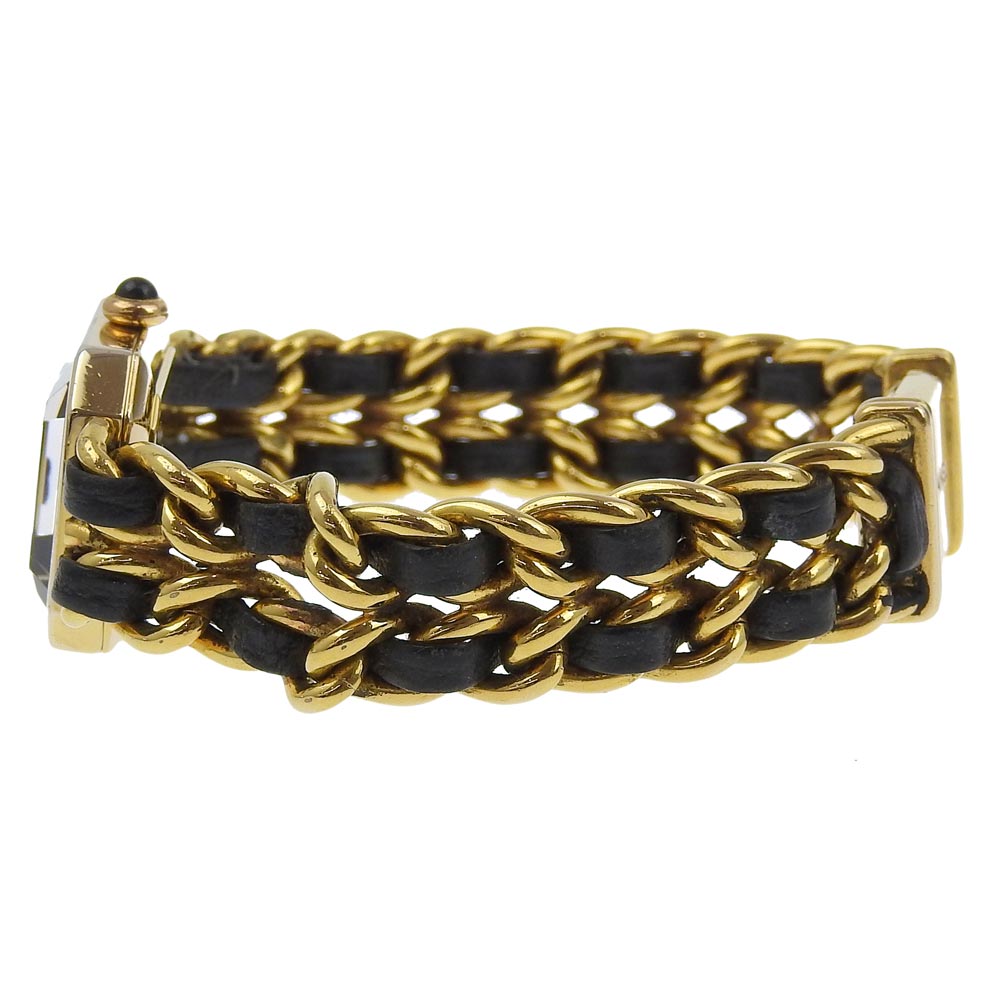 CHANEL Watches Quartz Plated Gold , Leather black Premiere L black dial