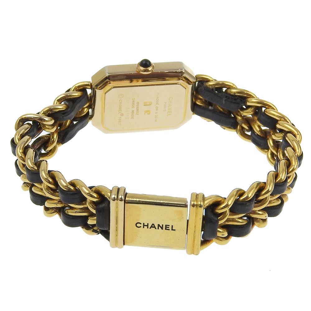 CHANEL Watches Quartz Plated Gold , Leather black Premiere L black dial
