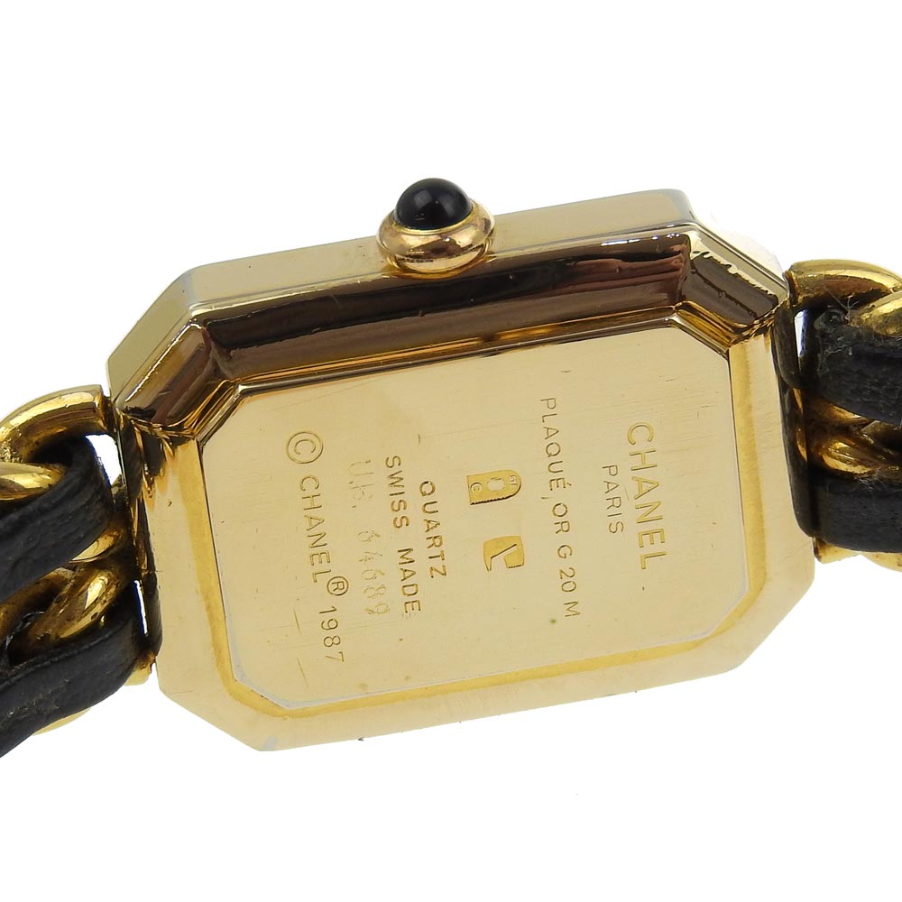 CHANEL Watches Quartz Plated Gold , Leather black Premiere L black dial