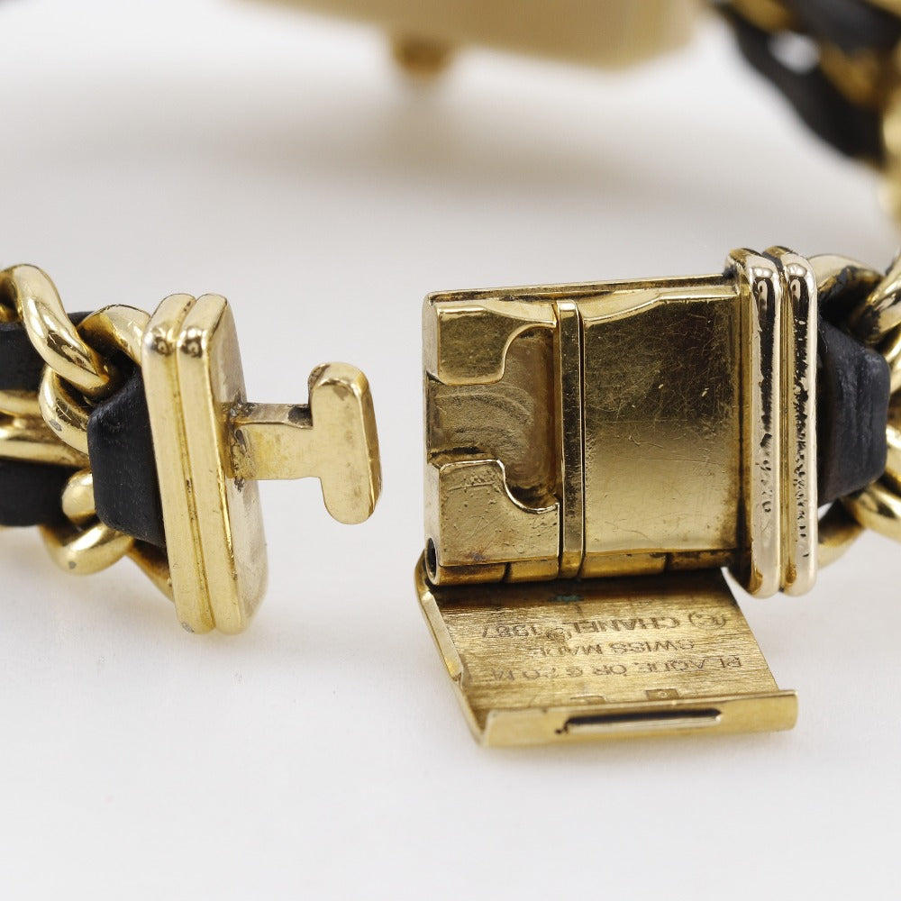 CHANEL Watches Quartz Plated Gold , Leather black Premiere L black dial