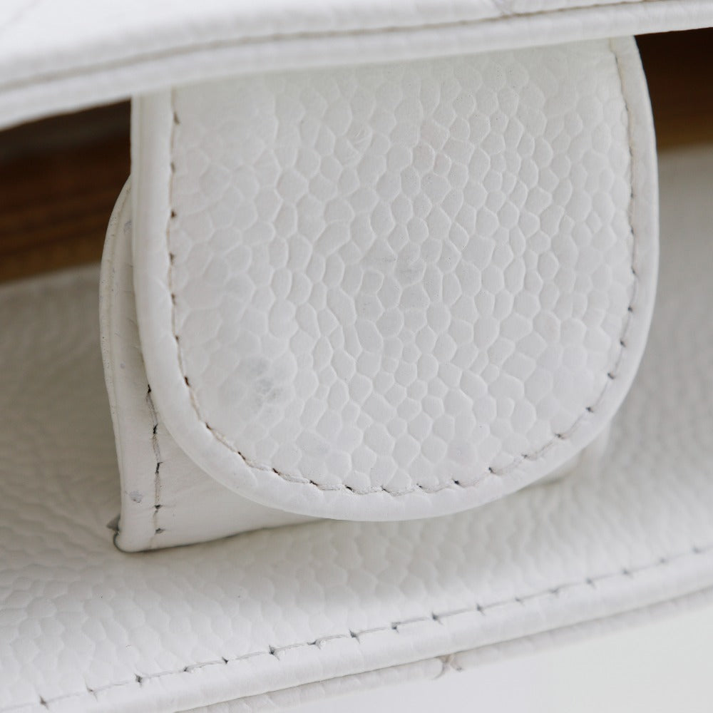 CHANEL Shoulder Bag Caviar skin White PST Chain Tote Women Used