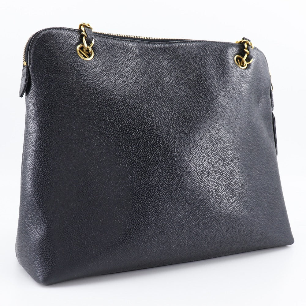 CHANEL Shoulder Bag Caviar skin black Chain tote
