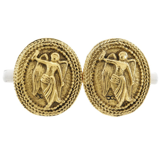 CHANEL Earring Plated Gold gold vintage COCO Mark Angel Women Used