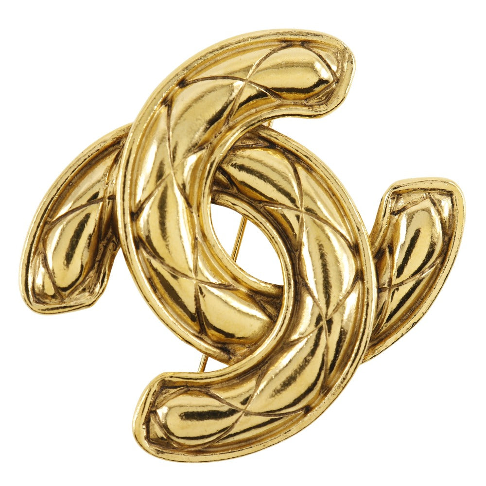CHANEL Brooch Plated Gold gold Matrasse COCO Mark Women Used