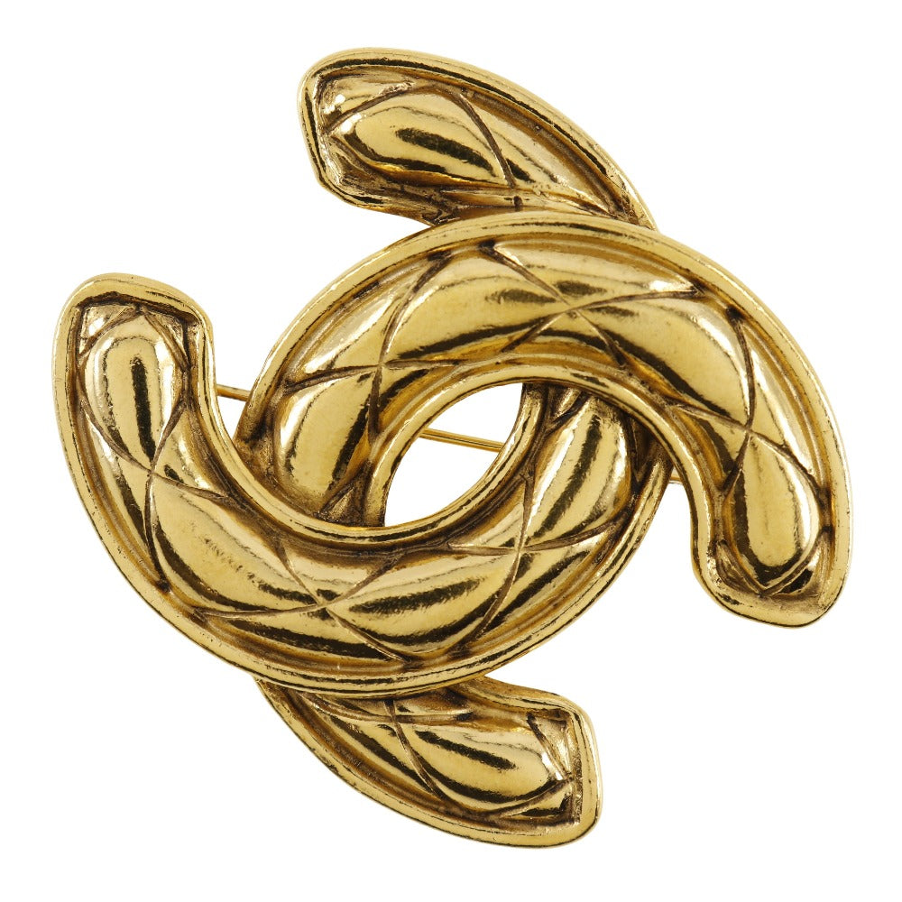 CHANEL Brooch Plated Gold gold Matrasse COCO Mark Women Used