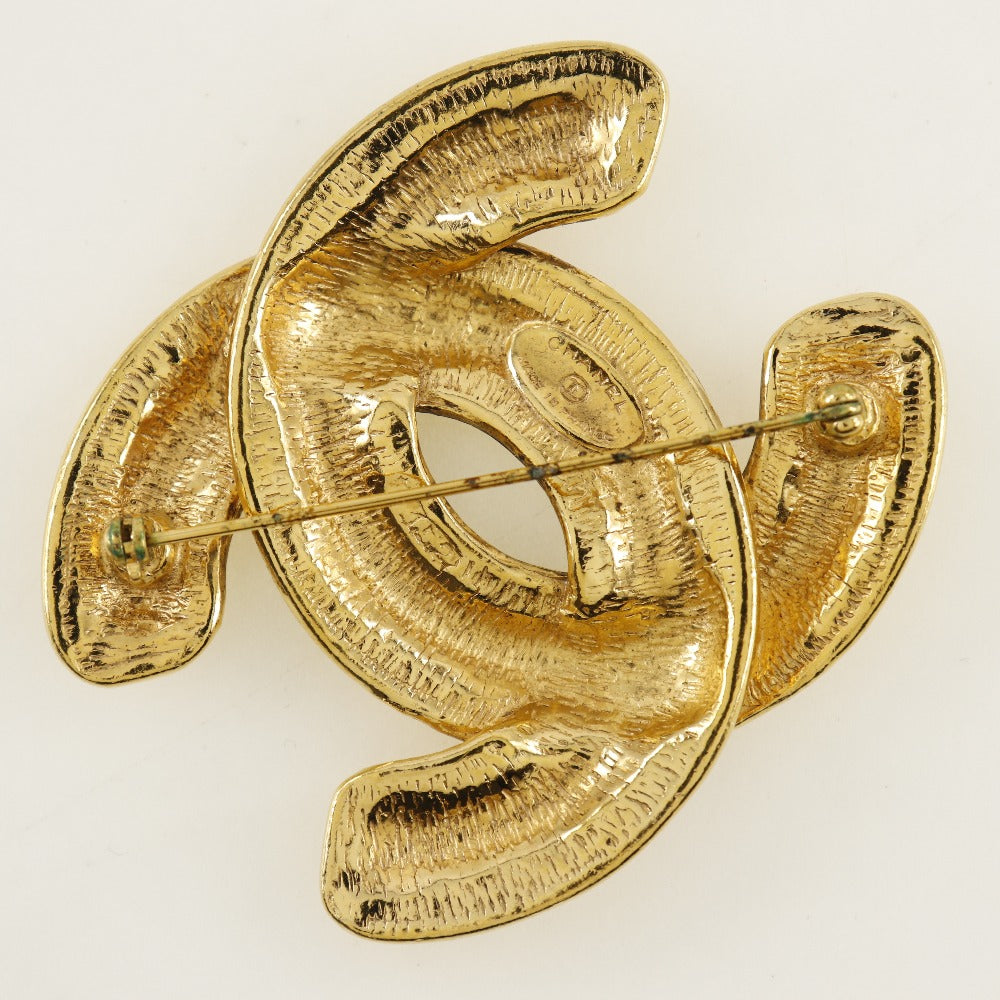 CHANEL Brooch Plated Gold gold Matrasse COCO Mark Women Used