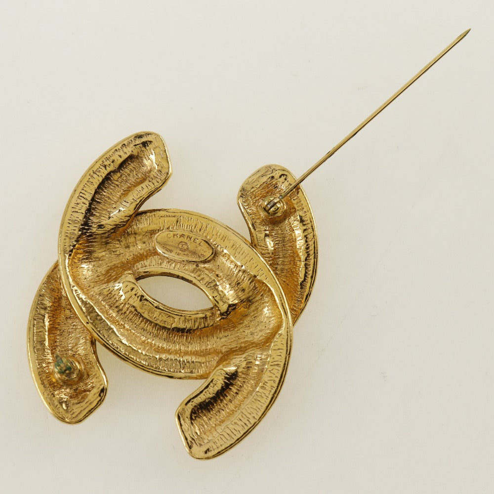 CHANEL Brooch Plated Gold gold Matrasse COCO Mark Women Used