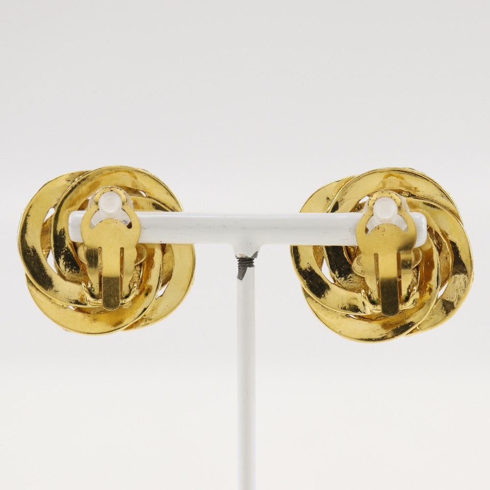 CHANEL Earring Plated Gold, Faux Pearl gold vintage COCO Mark Women Used