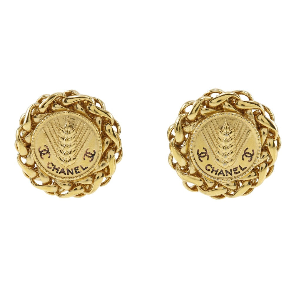 CHANEL Earring Plated Gold gold vintage Rice motif Women Used