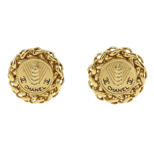 CHANEL Earring Plated Gold gold vintage Rice motif Women Used