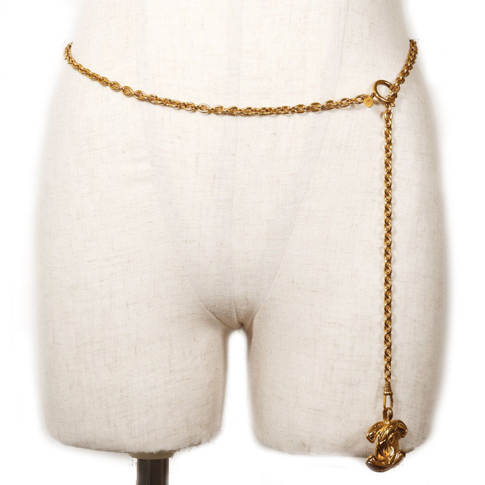 CHANEL belt Plated Gold gold COCO Mark Chain belt