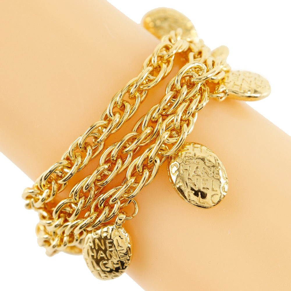 CHANEL bracelet Plated Gold gold vintage Logo oval triple Women Used