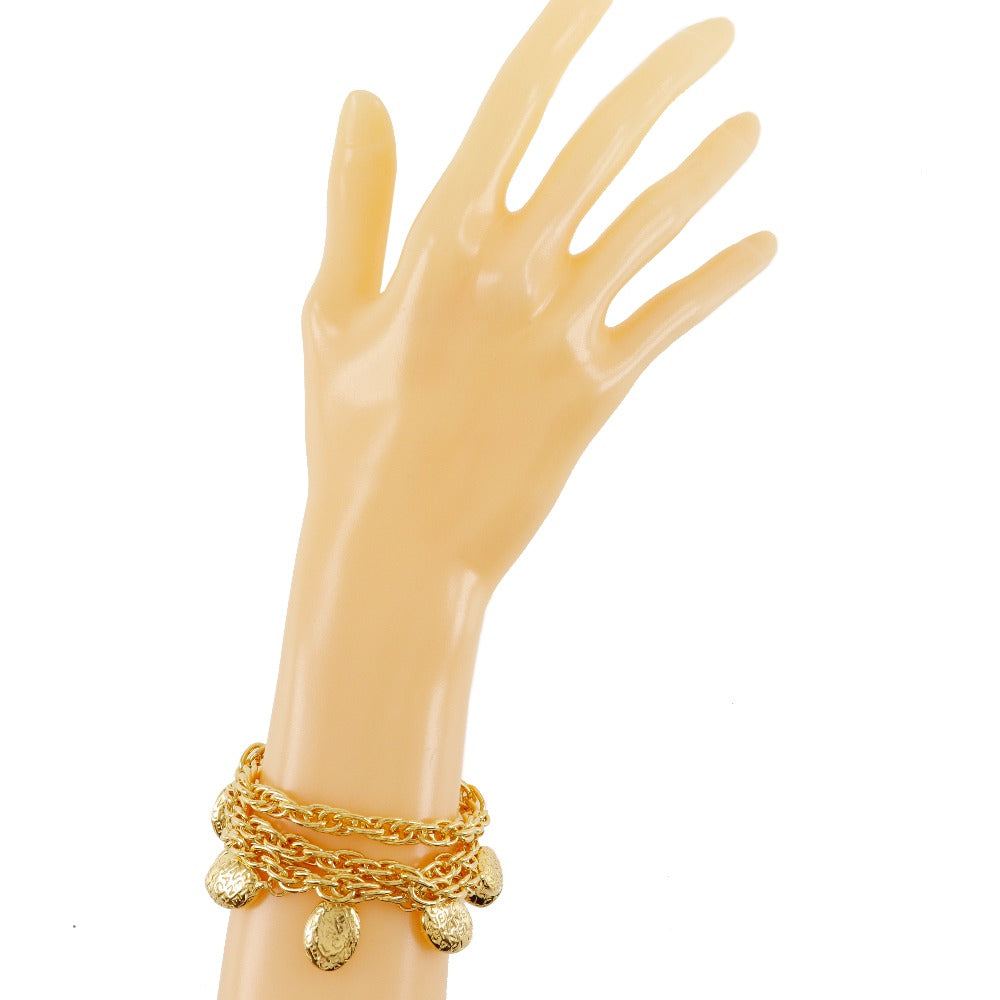 CHANEL bracelet Plated Gold gold vintage Logo oval triple Women Used