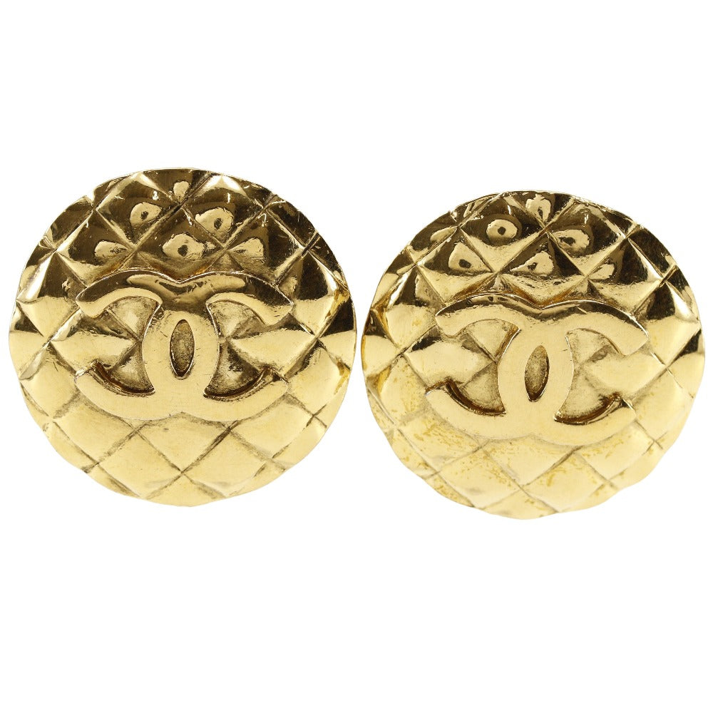 CHANEL Earring Plated Gold gold vintage Matrasse COCO Mark Women Used