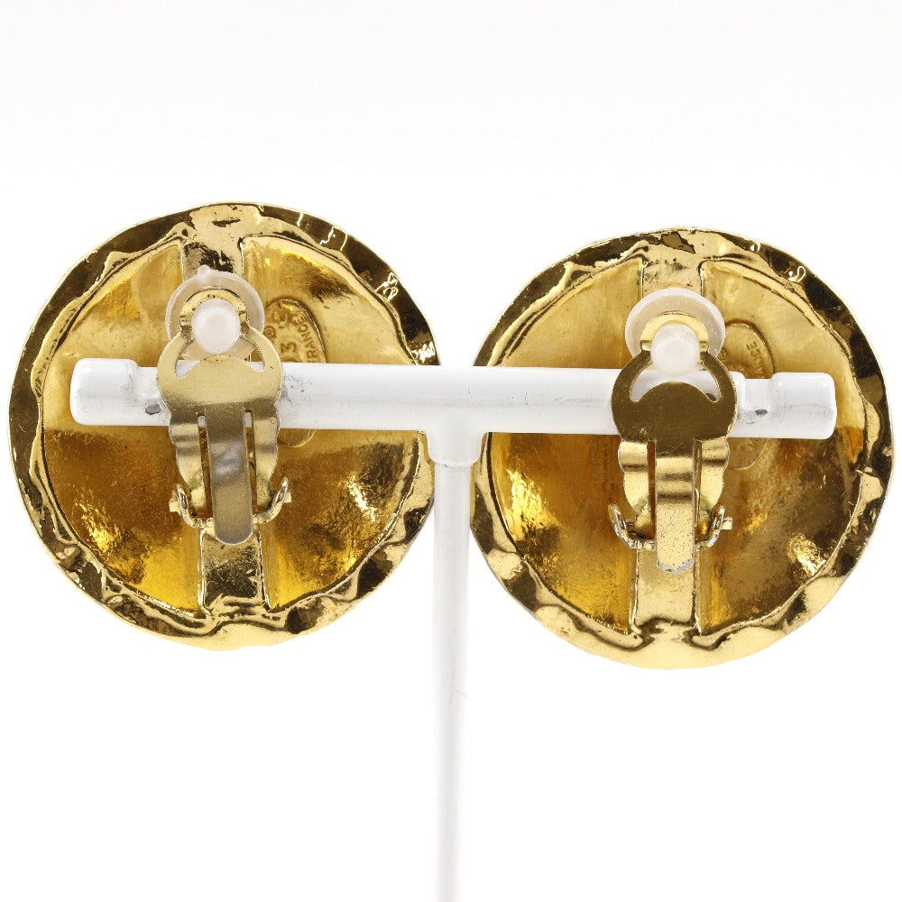 CHANEL Earring Plated Gold gold vintage Matrasse COCO Mark Women Used