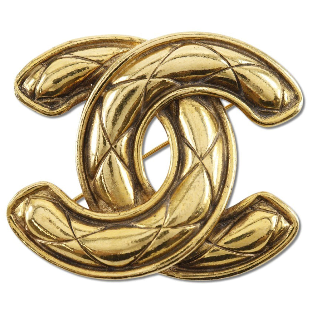 CHANEL Brooch Plated Gold gold Matrasse COCO Mark
