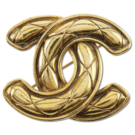 CHANEL Brooch Plated Gold gold Matrasse COCO Mark