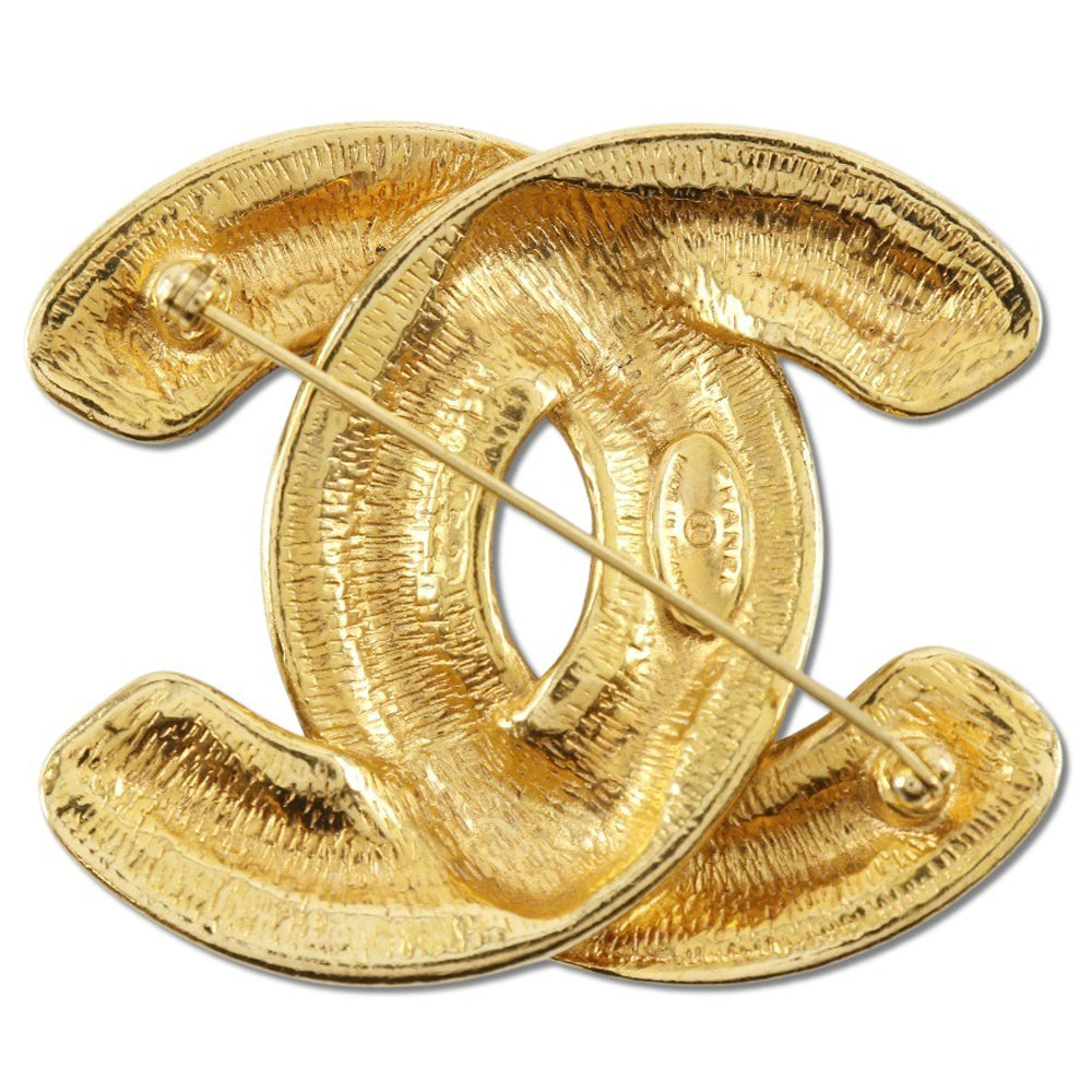 CHANEL Brooch Plated Gold gold Matrasse COCO Mark