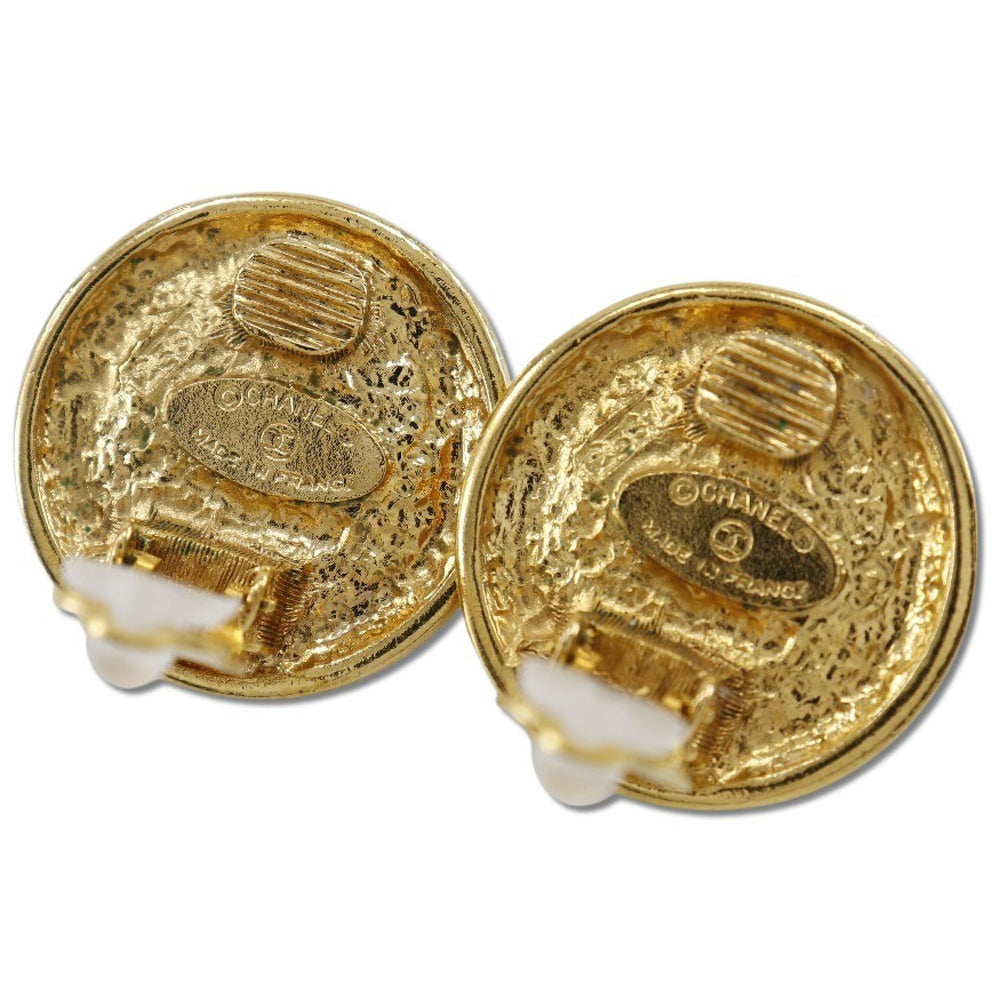 CHANEL Earring Faux Pearl, Plated Gold gold vintage Women Used
