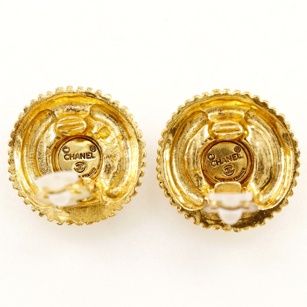CHANEL Earring Plated Gold, Faux Pearl gold vintage Women Used