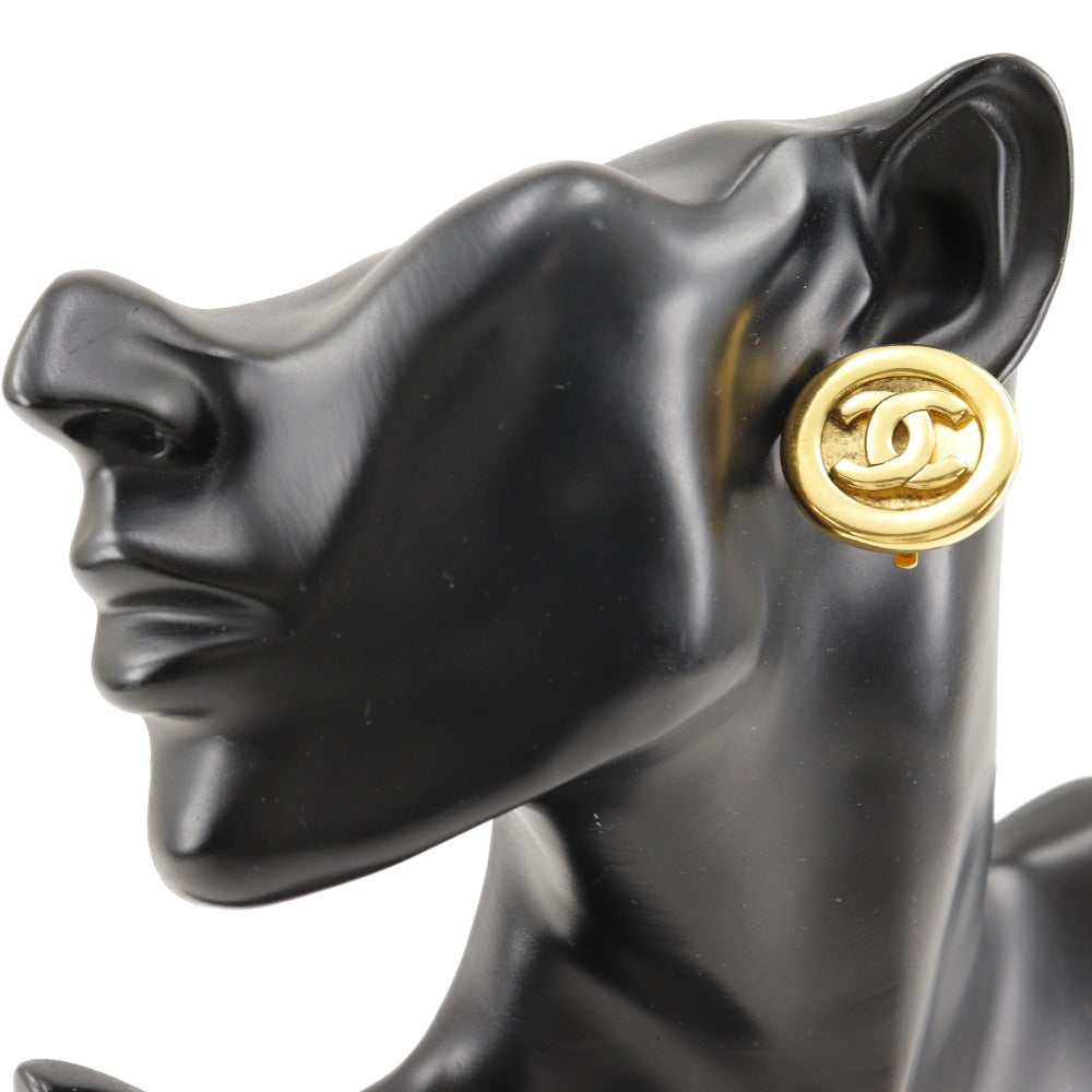 CHANEL Earring Plated Gold gold vintage COCO Mark Women Used