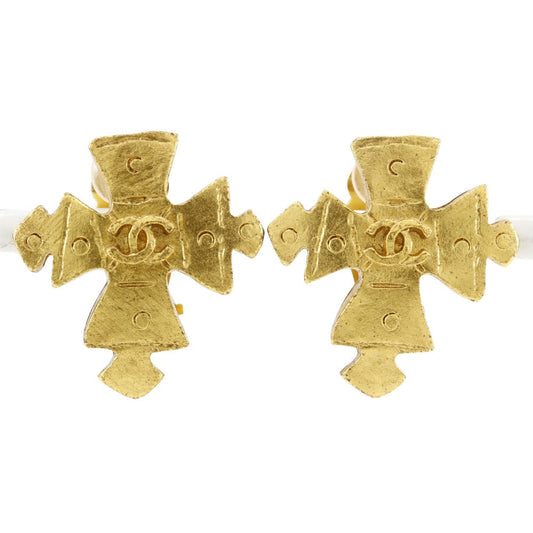 CHANEL Earring Plated Gold gold vintage COCO Mark Cross Women Used