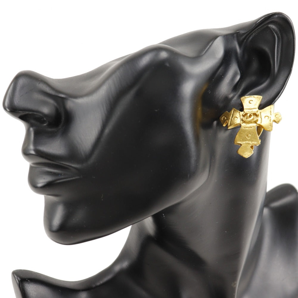 CHANEL Earring Plated Gold gold vintage COCO Mark Cross Women Used