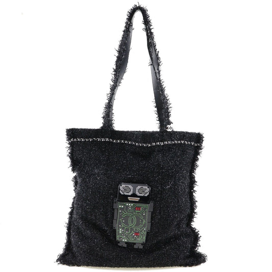 CHANEL Tote Bag A94646 tweed Black/Silver Metal robot COCO Mark unisex(Unisex) Used