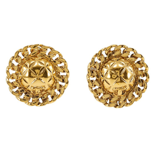 CHANEL Earring Plated Gold gold vintage Matrasse Chain COCO Mark Women Used