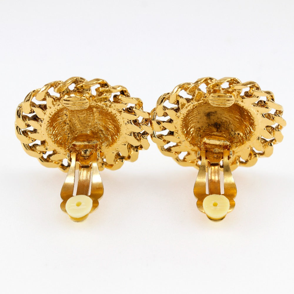 CHANEL Earring Plated Gold gold vintage Matrasse Chain COCO Mark Women Used
