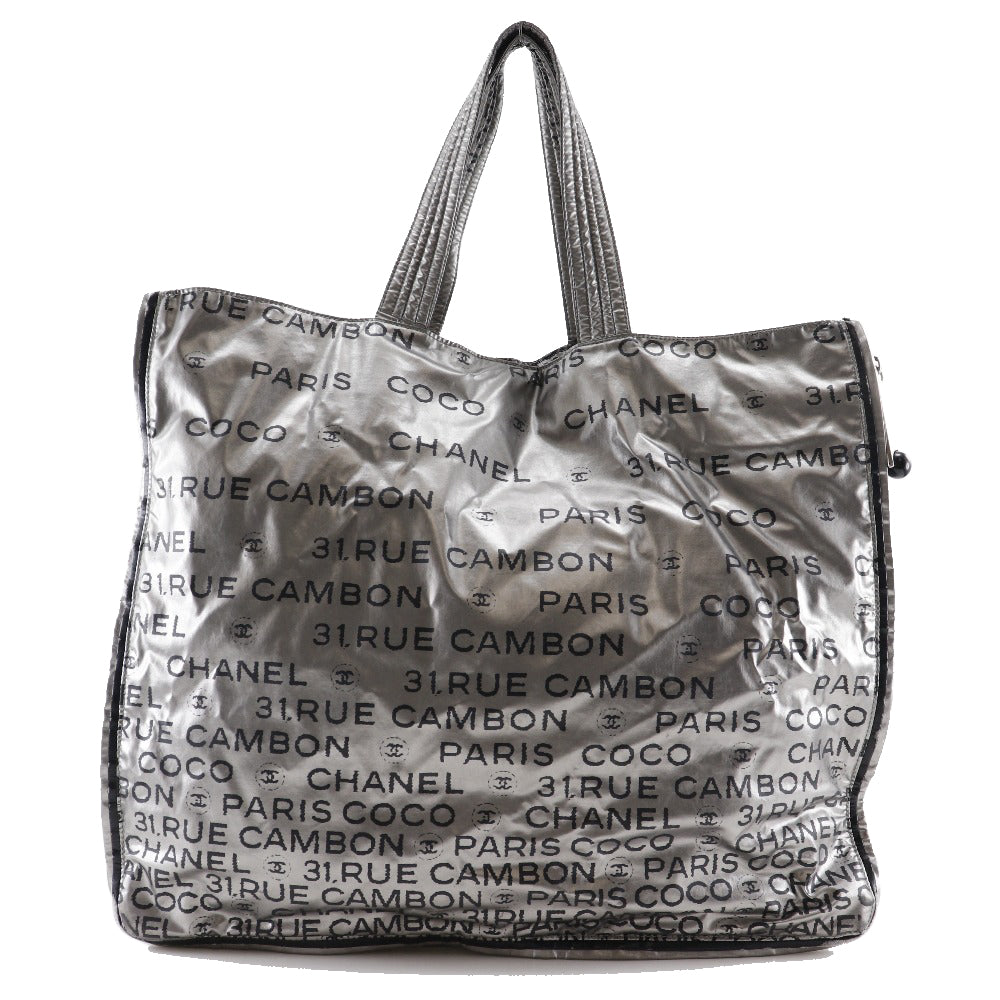 CHANEL Tote Bag A46113 Nylon Silver logo COCO Mark Unlimited Women Used