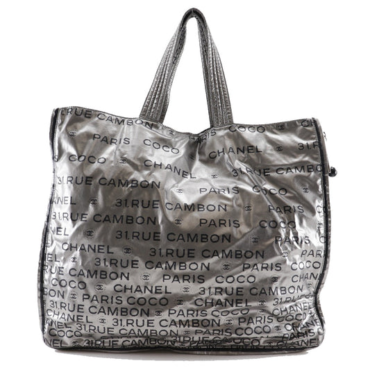 CHANEL Tote Bag A46113 Nylon Silver logo COCO Mark Unlimited Women Used