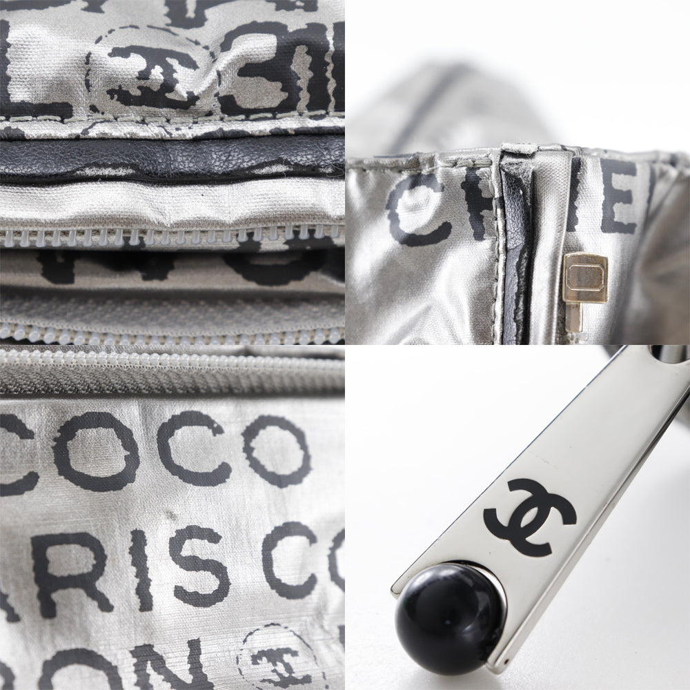 CHANEL Tote Bag A46113 Nylon Silver logo COCO Mark Unlimited Women Used