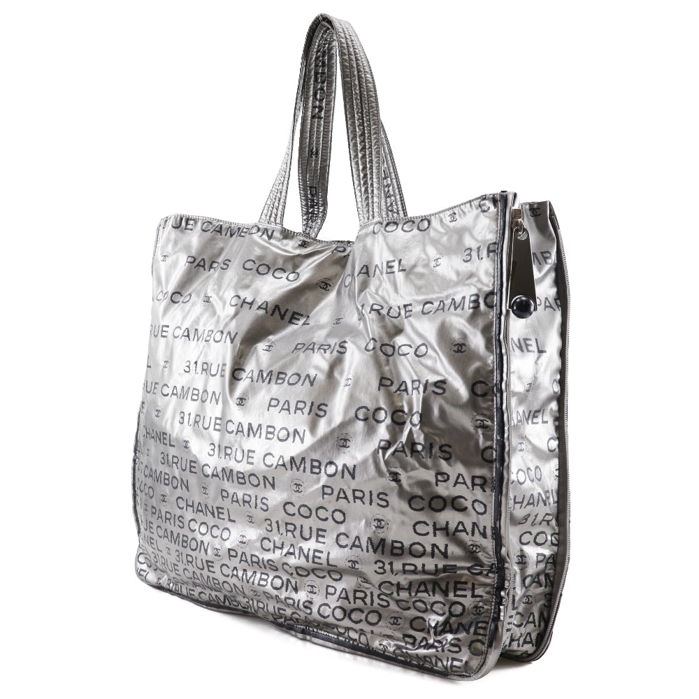 CHANEL Tote Bag A46113 Nylon Silver logo COCO Mark Unlimited Women Used