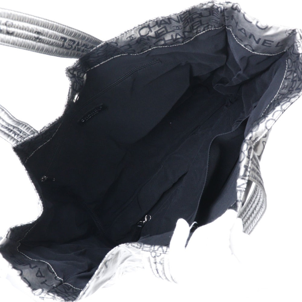 CHANEL Tote Bag A46113 Nylon Silver logo COCO Mark Unlimited Women Used