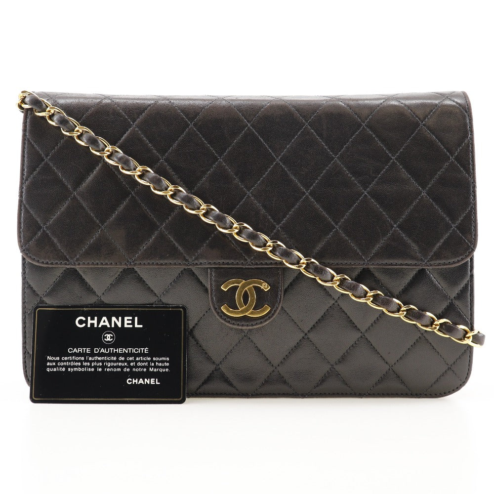 CHANEL Shoulder Bag lambskin black Matrasse ChainShoulder Women Used