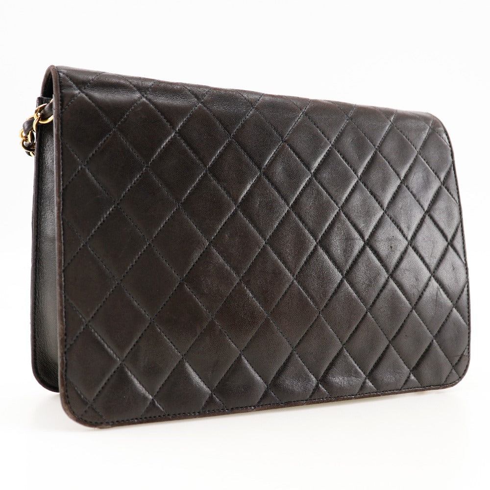 CHANEL Shoulder Bag lambskin black Matrasse ChainShoulder Women Used