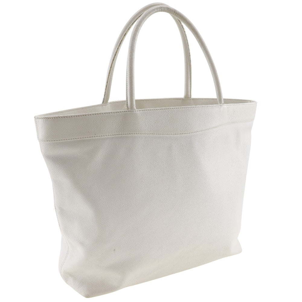 CHANEL Tote Bag Caviar skin White COCO Mark Women Used