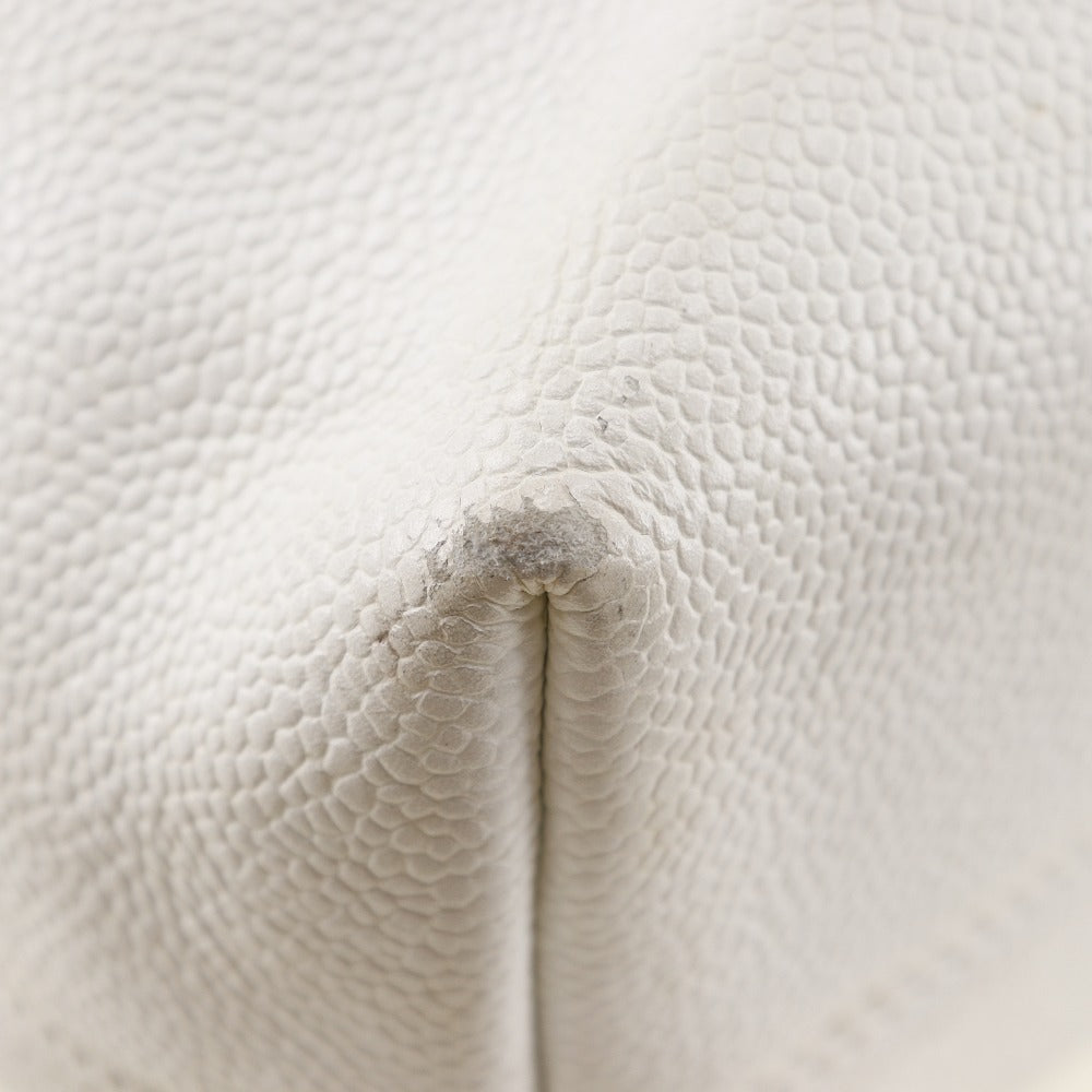 CHANEL Tote Bag Caviar skin White COCO Mark Women Used